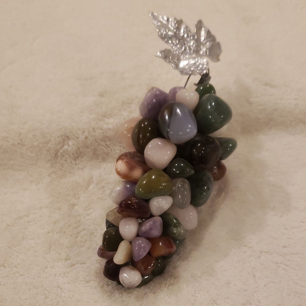 Multicolor Gemstone Leaf Decoration, 7" long